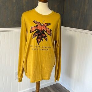 Bella canvas long sleeved fall T-Shirt. Size Large. Mustard color